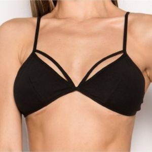 Sexy Low Cut Black Bralette w/ Accent Strap One Size